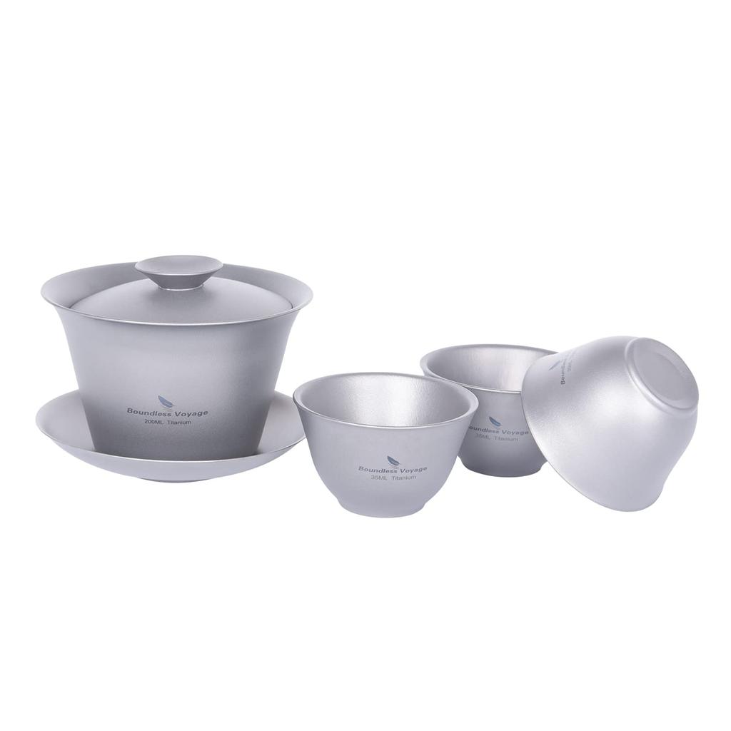 Boundless Voyage Titanium Lid Bowl Tea Cup Chinese Tea Set Full of Water 200ml Double Wall Tea Bowl Heat Resistant Thermal Insulation Ultra