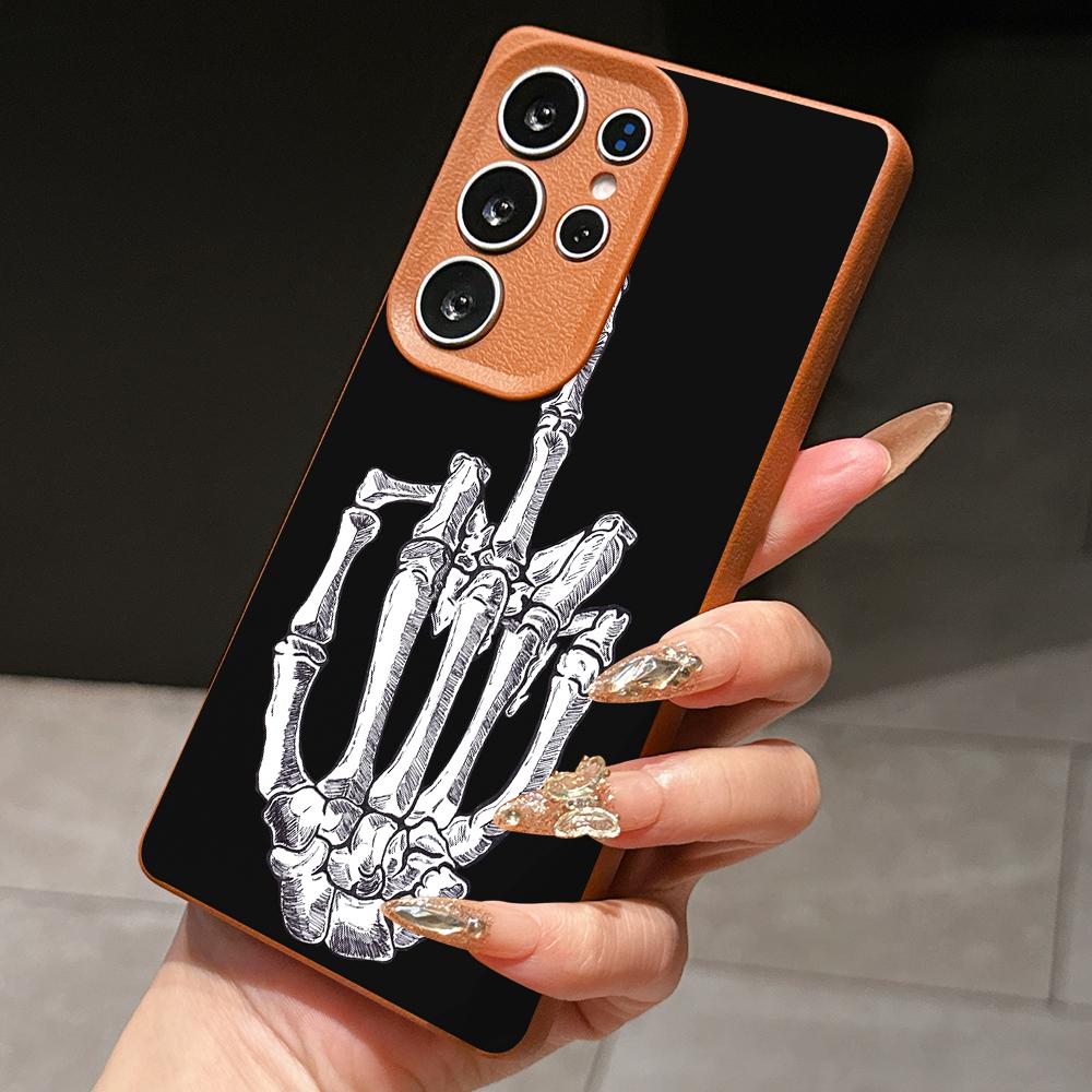 

Samsung A07 Xiaomi Redmi 13C 14C для iPhone 17 Pro Max Infinix Realme Чехлы для телефонов Мягкий коричневый Кожаный узор TPU Чехол NY52 Мультяшный Средний палец ART for iPhone 7/8 коричневый