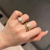 Light Luxury Old Money Style Pearl Ring Inlaid With Zircon Personality Design Medieval Stacked Fashion Twist Ring Woman
