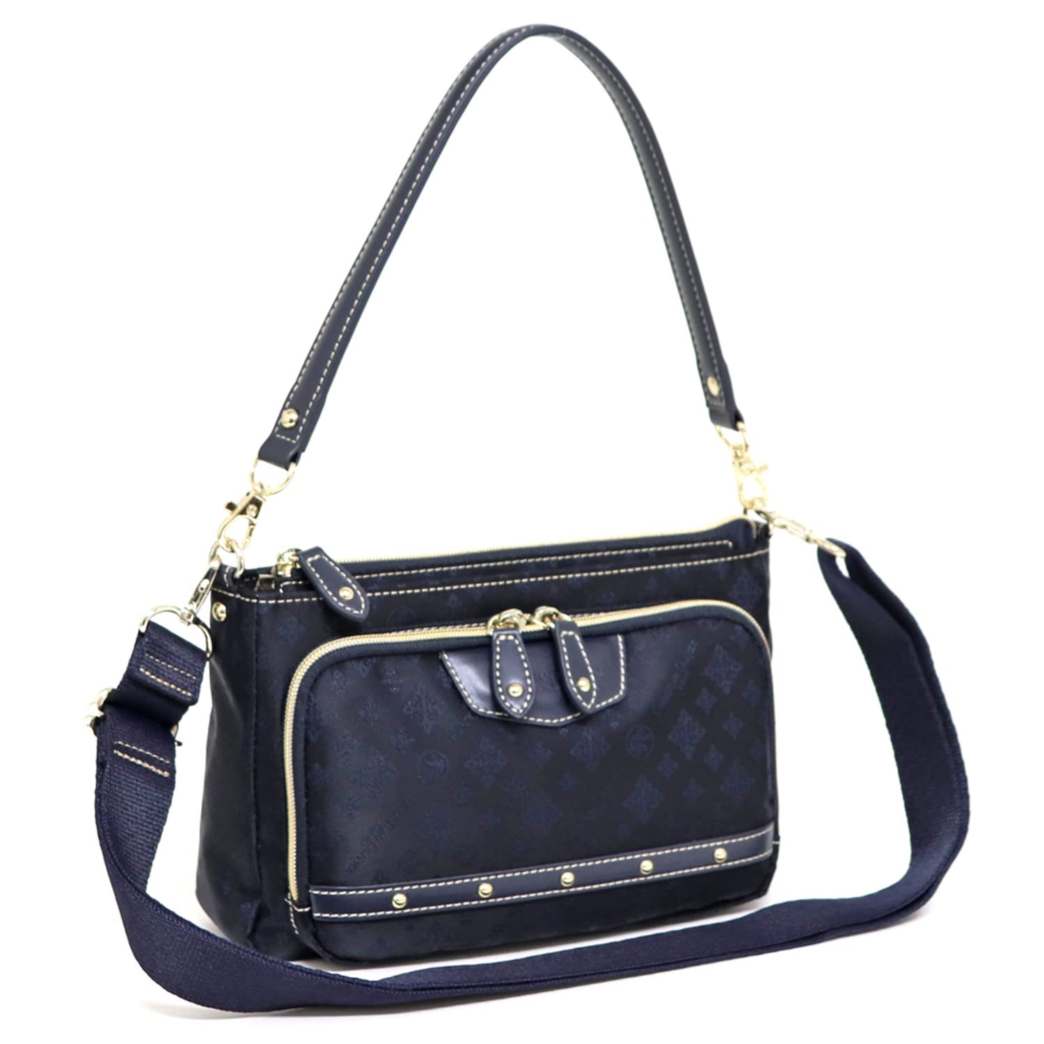 

7801 Wallet Pochette Shoulder Bag Jacquard Weave [Christian Olivier] 2-Way Water-Repellent (Ink Navy)