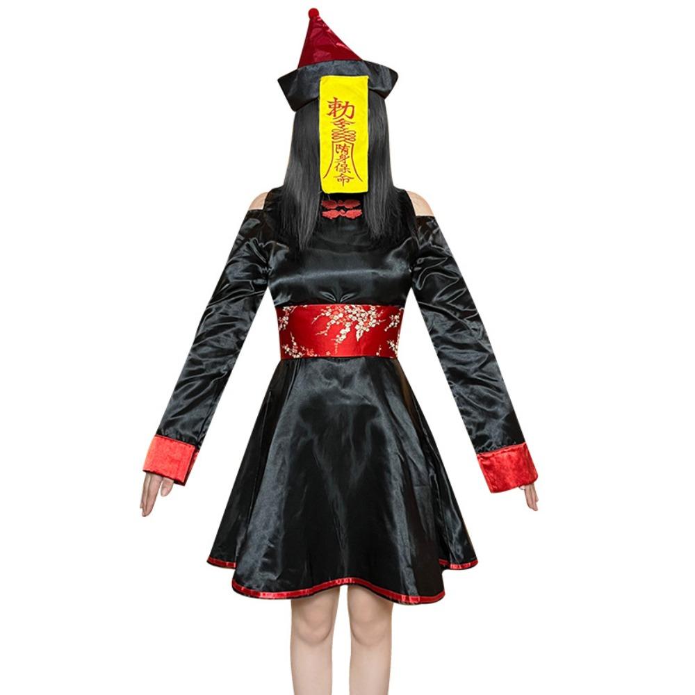 Xian Yi Chinese Vampire Vintage Print Halloween Cosplay Funny Party Zombie Costume Dress 019