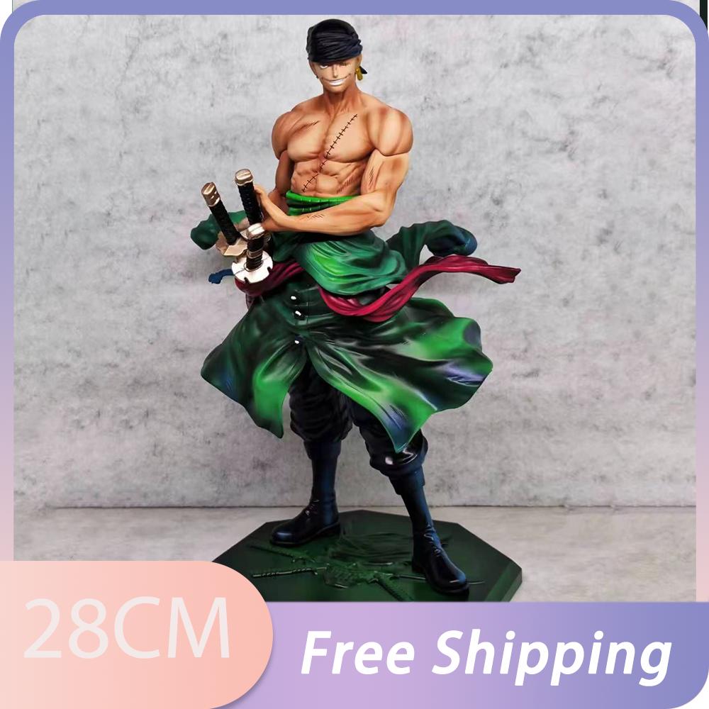 

28cm One Piece Anime Figure Roronoa Zoro Figure Zoro Figurine Pvc Gk Statue Model Dolls Collection Desk Decoration Toys Kids no box