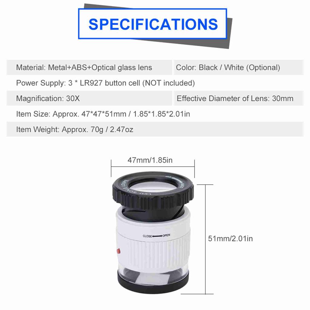 Adjustable Magnification Magnifier Metal Cylinder Type Mirror with Scale Small Size Reading Mirror Jewelry Magnifier