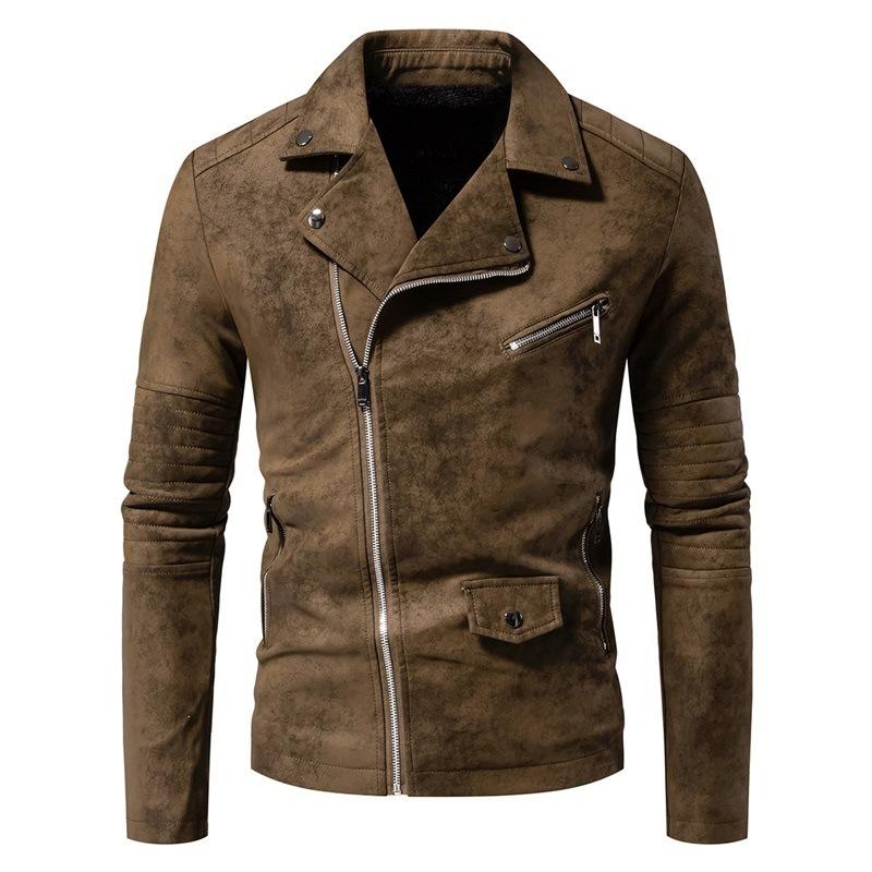 New European, American retro leather jacket, high-end retro tie-dye washed dumb