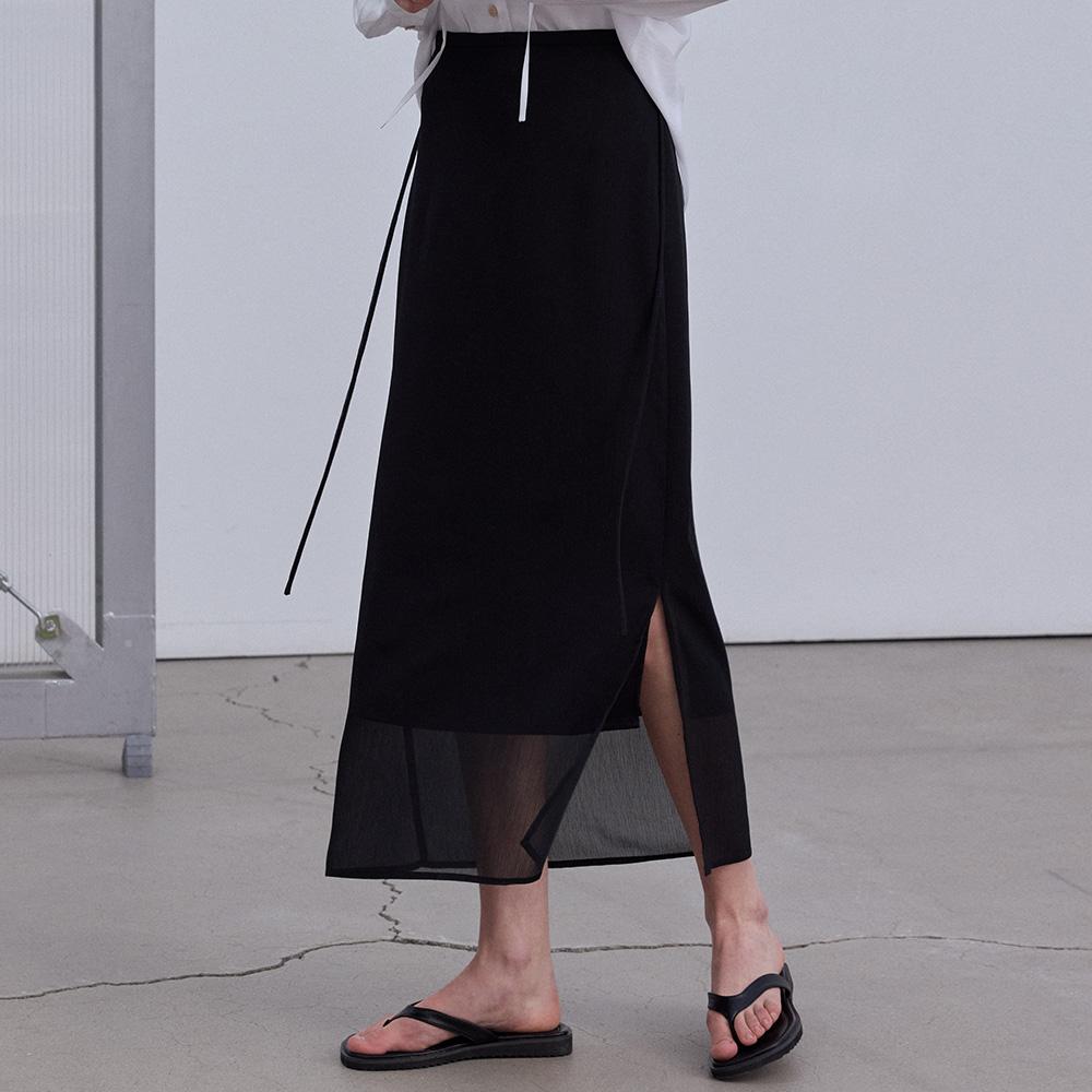 Hiikeu Sheer Layering Skirt_Black