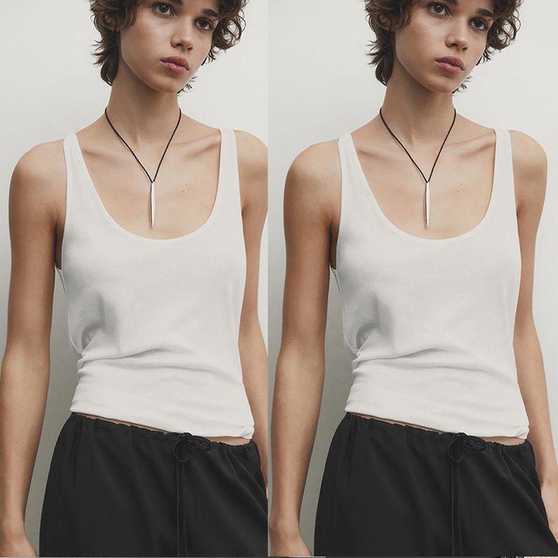 Women's Clothing Basic Style Inner Rib Pure Cotton U-Collar Semi-Transparent Tank Top Sleeveless T-shirt Women's Organic Cotton Xinjiang Long Velvet