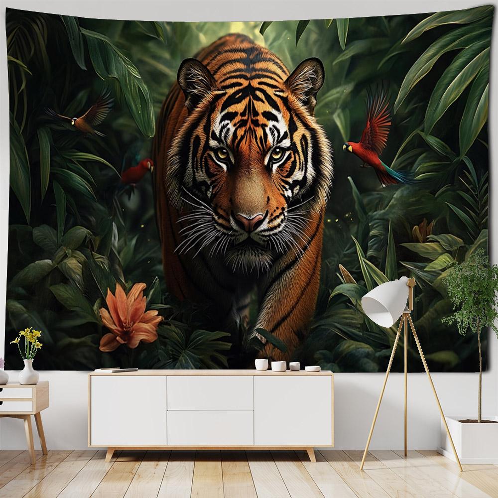 Tiger Art Tapestry Aesthetic Dreamy Cartoon Wall Hanging Bedroom Dormitory Home Decor Background Cloth