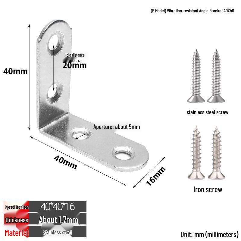 Thickened Stainless Steel 90° L-Shaped Bracket for Furniture and Shelves