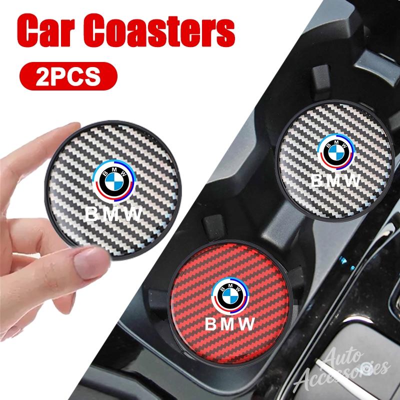 Non-slip Car Water Coaster Cup Carbon Fiber PVC Coaster Mat Accessories For BMW E46 E90 E60 F10 E39 F30 E36 F20 E87 E90 E70 E91 NS1