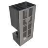 Modular fireplace KRATKI FLOKI BOX right 8 kW Ø 160 quartz sinter NATURALI PIETRA DI SAVOIA ANTRANCITE BOCCIARDATA