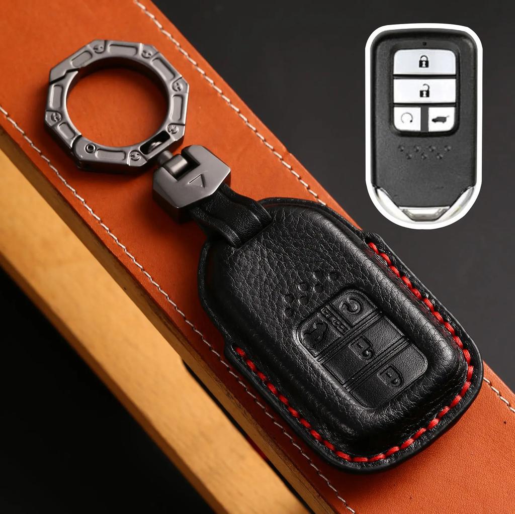 Leather Car Key Case Cover Shell For Honda Civic Accord Vezel Fit Crv Hrv Crz Hrv Polit Jazz Jade Stepwgn Elysion Pilot Odyssey