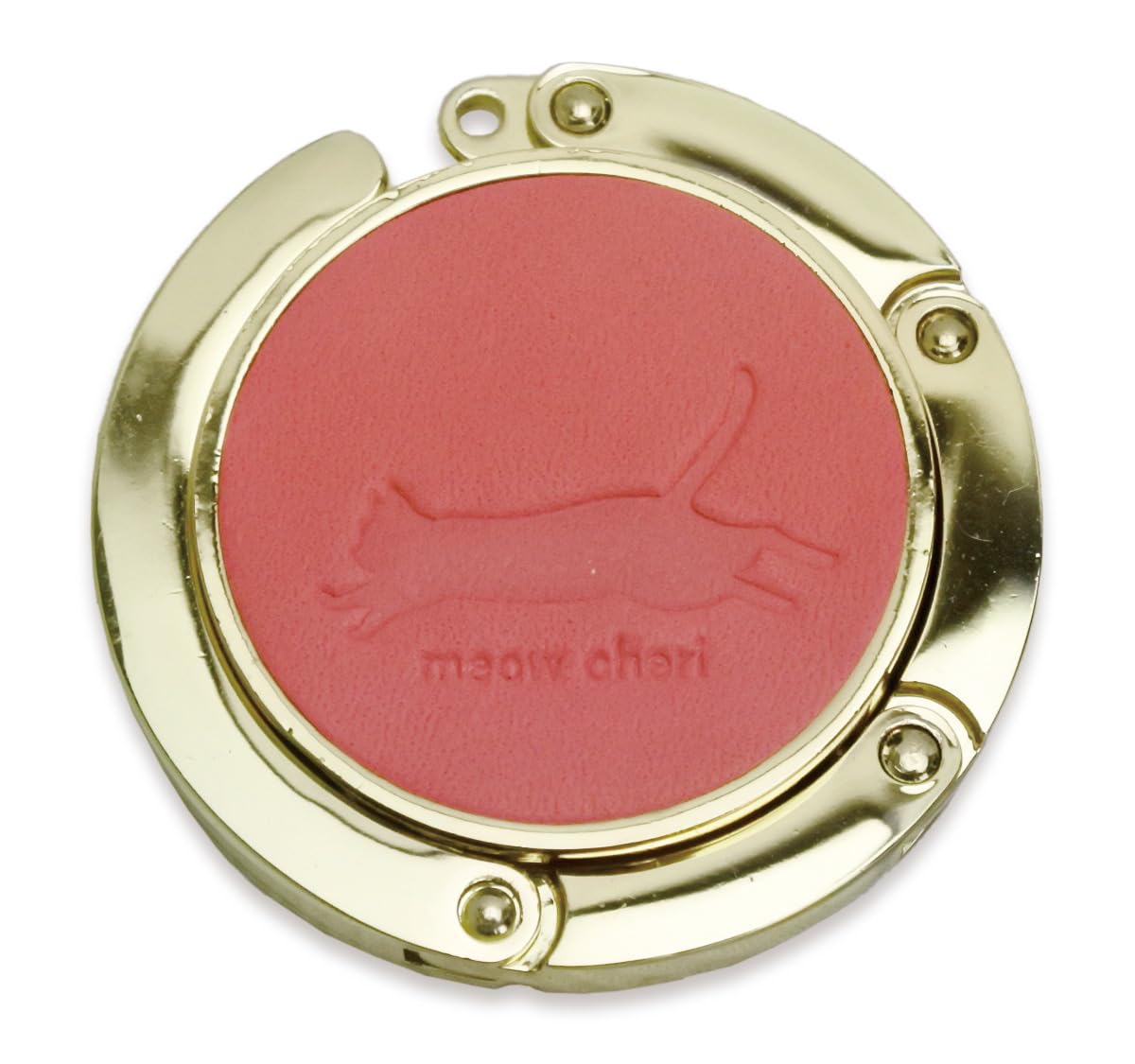 

meow cheri Подвеска для сумки, Крючок для стола, Мотив кошки, Складной, Портативный, Натуральная кожа, Сделано в Японии из кожи Точиги и Химедзи, Милый подарок (розовый)