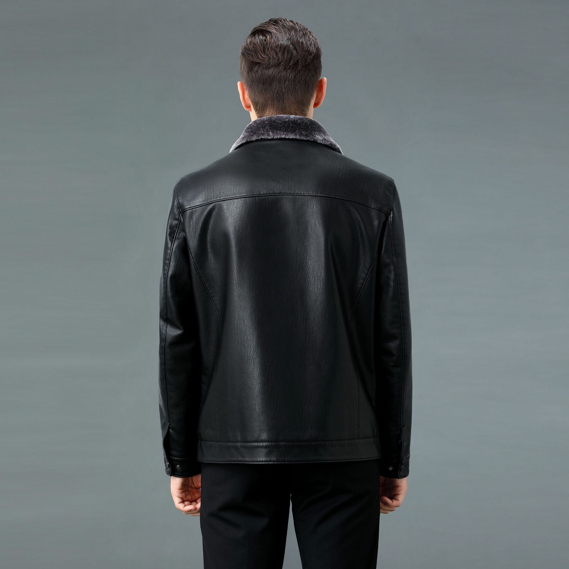 Мужские кожаные куртки с лацканами для мужчин среднего и пожилого возраста — фото 5
