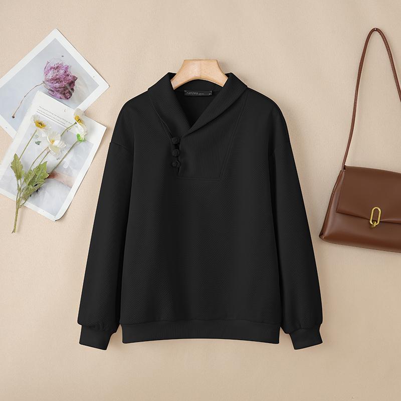 ZANZEA Women Loose Casual Long Sleeve Pullover Sweatshirts