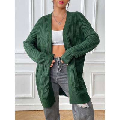 Autumn-winter Women's Pocket Simple Casual Cardigan Sweater