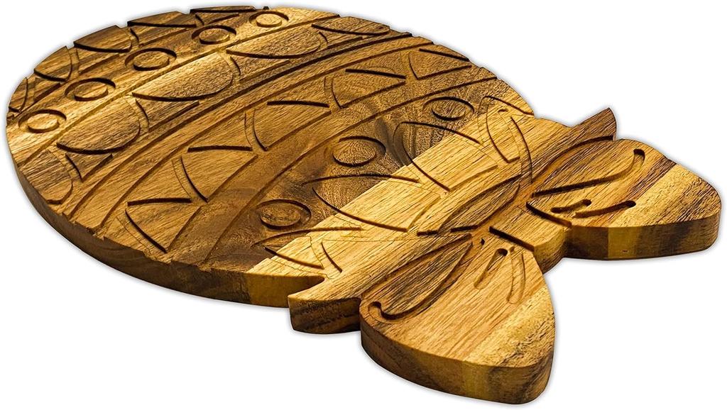 Organic Acacia Wooden Cutting Board and Serving Platter for Cheese Snacks Vegetables Fruit & Salad (Egg with Grooves 13"L X 8"W)