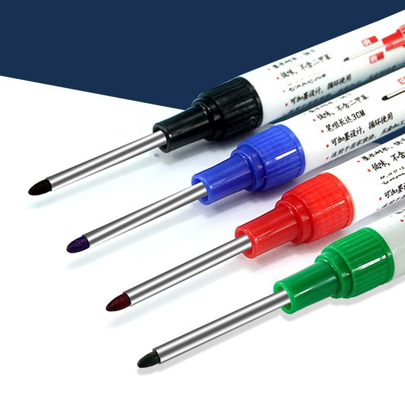 Refillable Long-Nose 32mm Oil-Based Quick-Dry Waterproof Marker for Woodworking, Metal, Tile, and Deep Hole Marking.