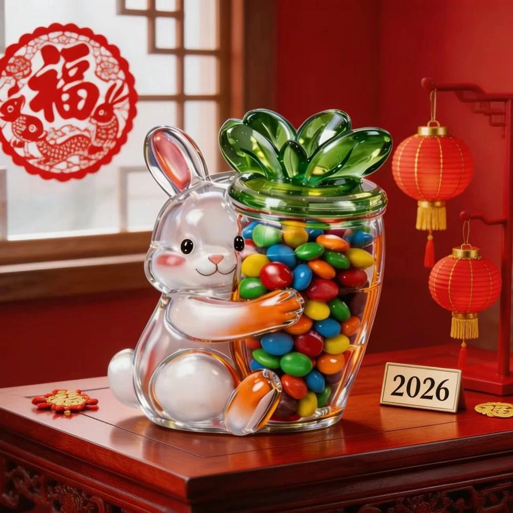 Easter Bunny Glass Candy Jar Shape Clear Glass Jar Easter Chocolate Candy Treats Cookies Sweets Bunny Ears Storage Container