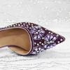 E-commerce Ladies' High Heels & Bag Set: Pointed Toe, Full Diamond Design, 3D Flower Accents, Matching Small Square Bag