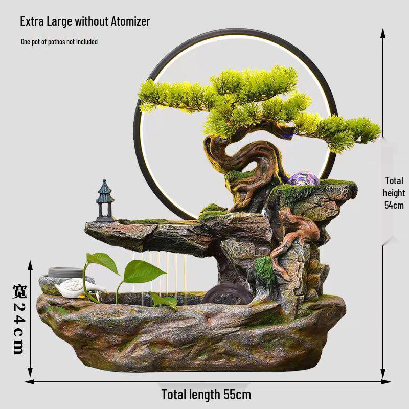 Rockery Water Fountain Feng Shui Wheel for Living Room, TV Cabinet, Office Tabletop