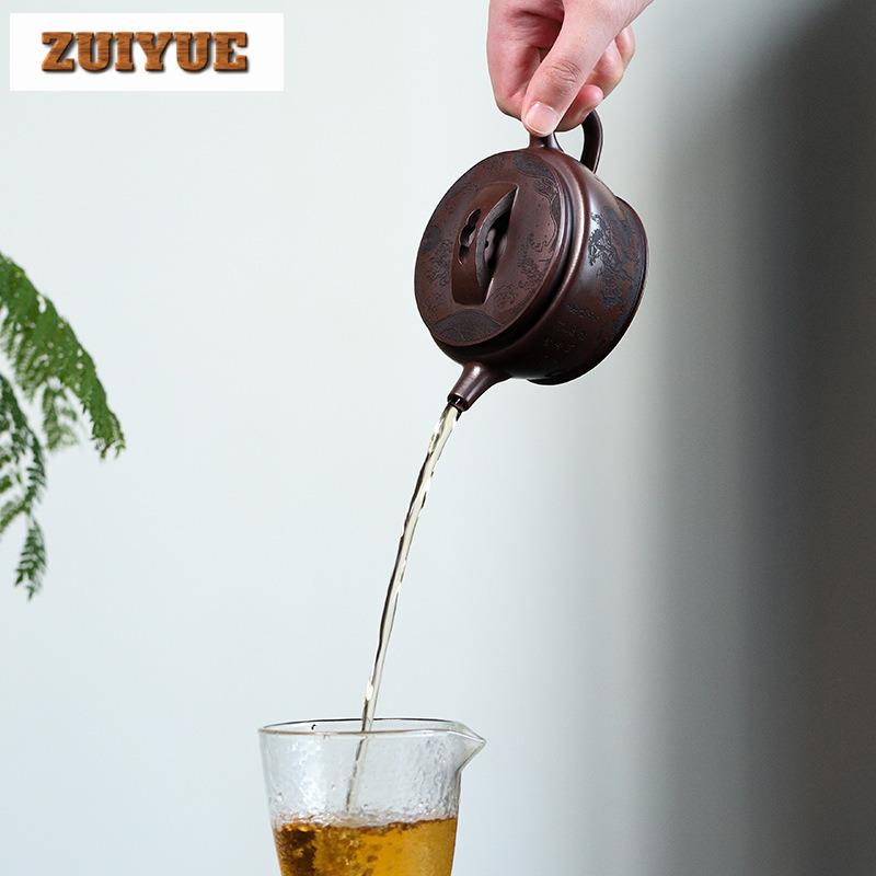 240ml Traditional Yixing Purple Clay Teapots Handmade Large Caliber Pot Raw Ore Iron Blood Red Sand Kettle Chinese Zisha Tea Set