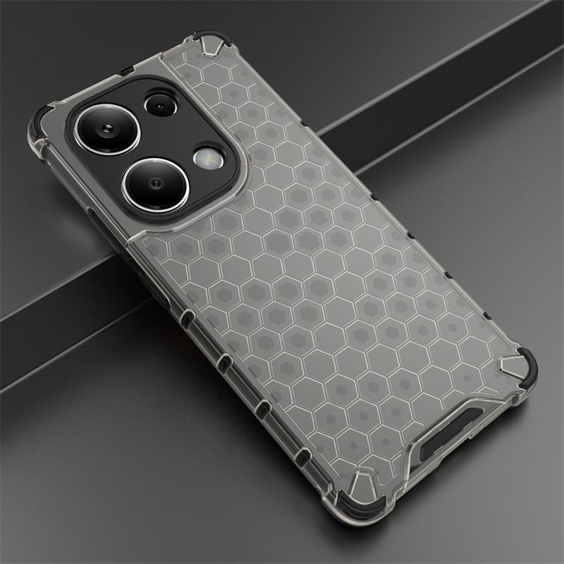 Shockproof Transparent Case For Xiaomi Poco M6 Pro Honeycomb Armor Case For Poco M6 Pro Case Cover For Poco M6 M 6 Pro 6.67inch