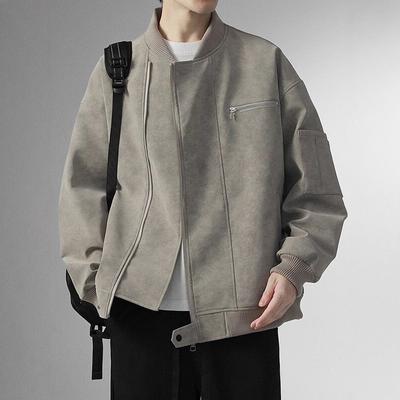 Korean Style Casual Jacket Men's Autumn and Winter Light Mature Style Baseball Collar Suede Jacket