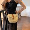 Women's Braided Straw Leather Sewing Shoulder Single Crossbody Woven Bag Daily Fashion Design Popular