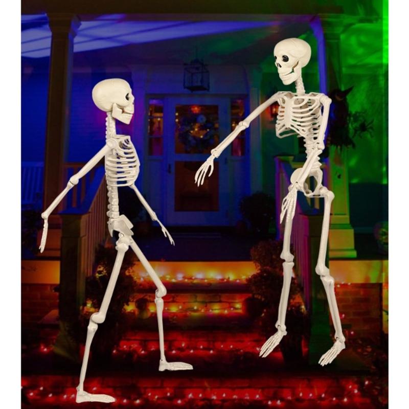Lebensgroßes Skelett, beweglicher Ganzkörper-Halloween-Dekoration mit beweglichen Gelenken für furchterregende Party-Requisiten für Spukhäuser
