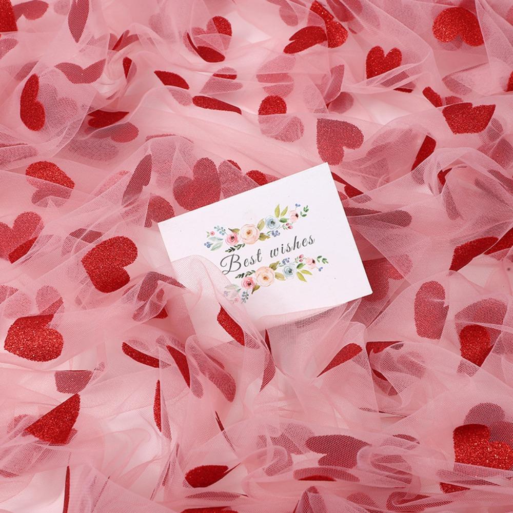 Durable 2x1.5m Heart Gauze Table Runner Romantic Home Decoration Valentine's Day Tablecloth Dining Table Decor Anniversary