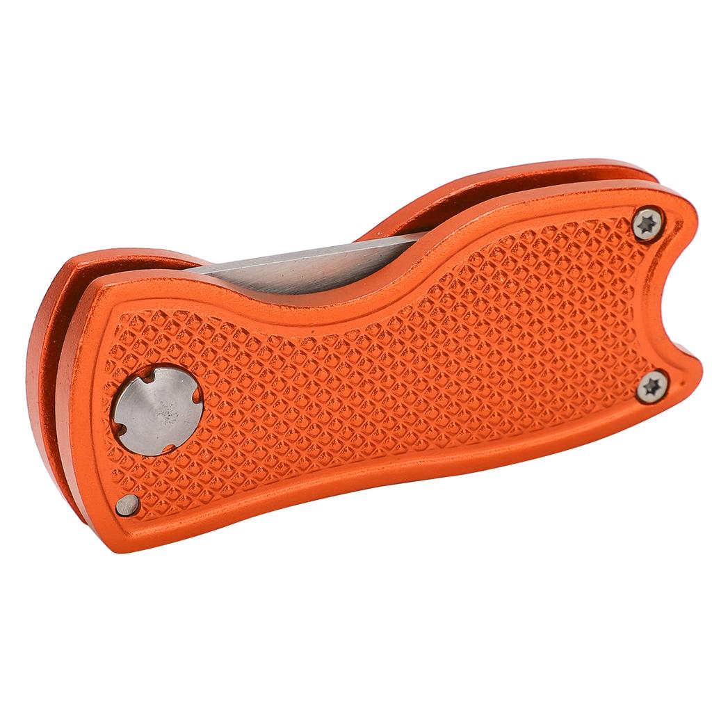 Golf Green Fork Stainless Steel Foldable Golf Divot Repair Tool with Button MagneticOrange