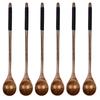 6Pcs Wooden Spoon Set Tea Spoons Small Dessert Spoon Coffee Stirrer Wood Teaspoon Long Handle Stirring Mixing Spoon for Honey