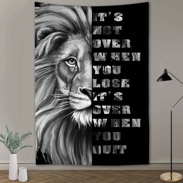 Simsant Forest Wildlife Tapestry Psychedelic Lion Forest Wall Hanging Tropical Plants Nature Landscape Dorm Bank