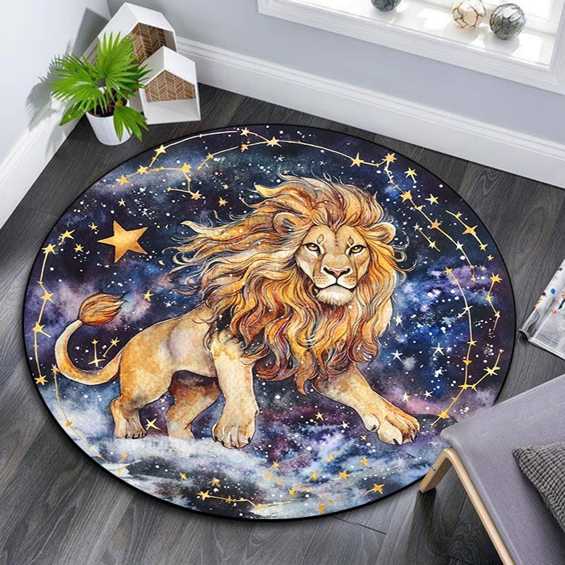 

Lion Waves Round Area Rug,Carpet Rug for Living Room Bedroom Sofa Playroom Decor,Non-slip Floor Mat 80cmx80cm