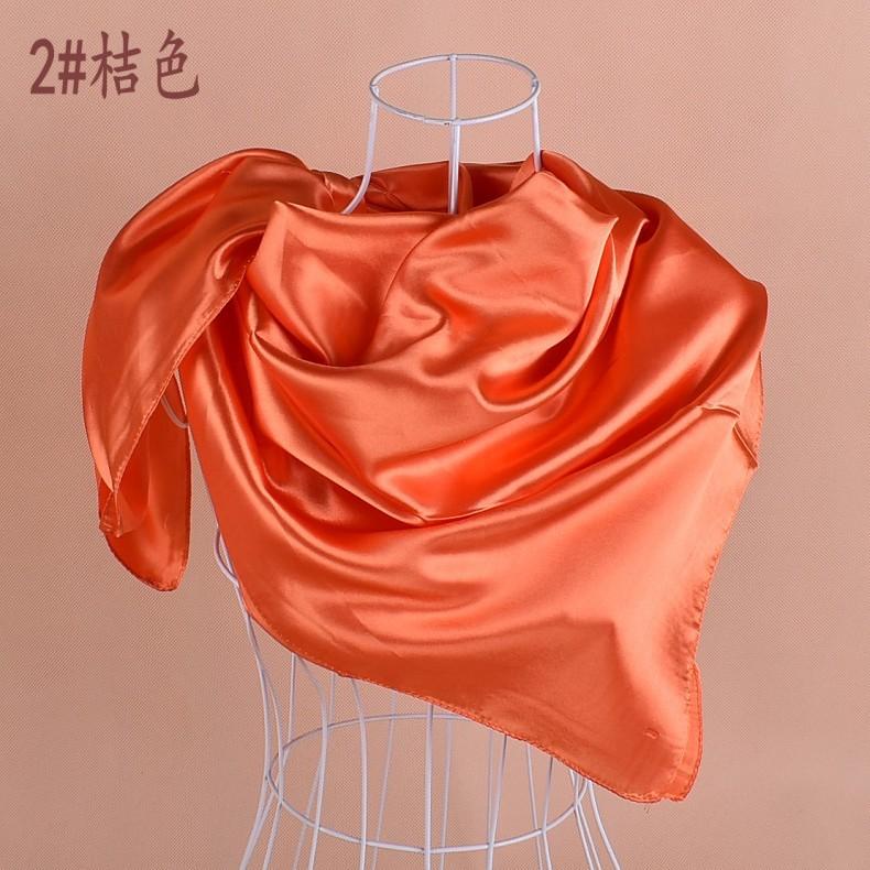 Solid Color Silk Scarf Square 90*90 Headscarf Foulard Satin Bandana Cheveux Neckerchief Hijab Accessoires For Woman Hair Scarf