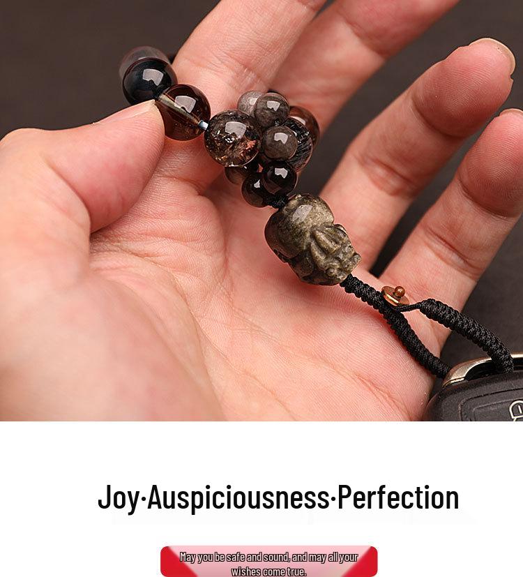 Zhenqiao Five Elements Pixiu Keychain: Wood, Fire, Earth, Metal, Water Crystal Pendant.