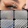 2 hojas de ojos, Maquillaje facial, diamantes, decoración corporal para Festival, tatuajes temporales de cristal, pegatinas de joyas, diamantes de imitación autoadhesivos