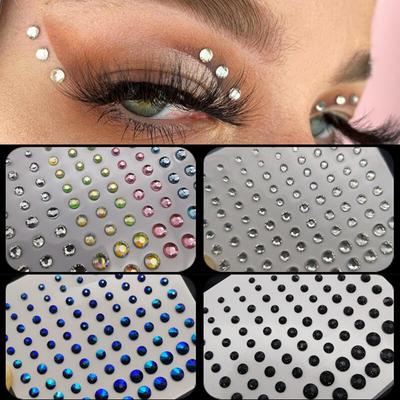 2 Blatt Augen Gesicht Make-up Diamanten Festival Körperdekoration Kristall Temporäre Tattoos Juwelen Aufkleber Selbstklebende Strasssteine