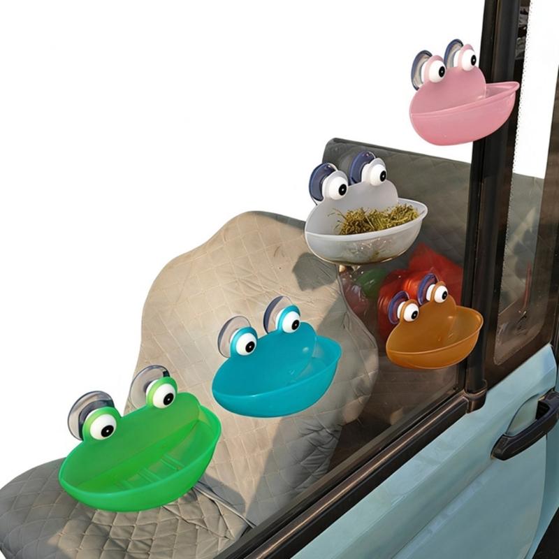 4Pcs Frogs Shape Water Bowl Feeder With Strong Suction Cup Design For Small Pet Reptiles And Amphibians Terrariums Decors