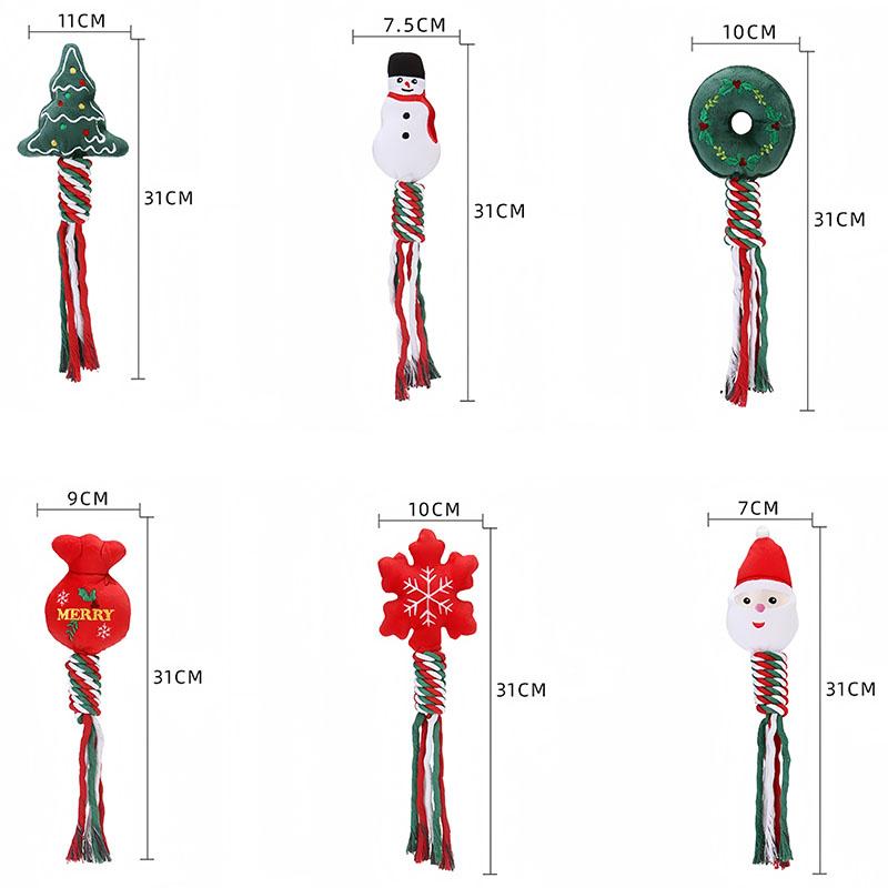 Pet Christmas Supplies Dog Toy Teeth Cleaning Rope Knot Cotton Rope Toy Cute Cartoon Chewing Toy