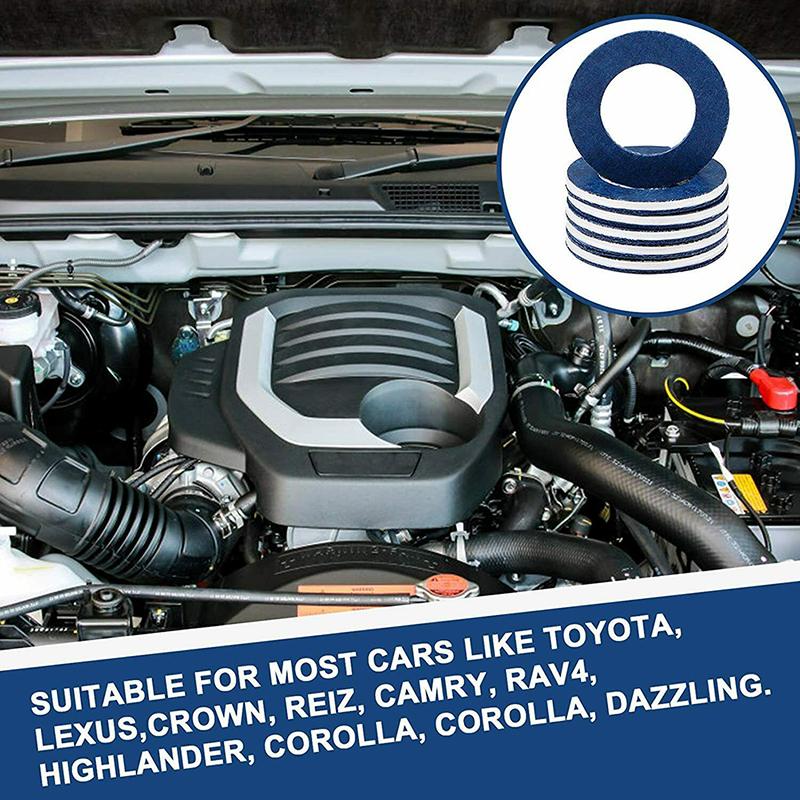 10 ks Těsnění olejové vany Hliníkové Těsnicí podložky pod vypouštěcí šroub motorového oleje Toyota Camry Corolla Lexus