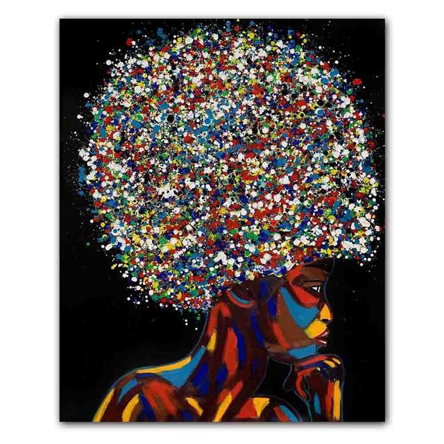 New Nordic Graffiti Art Figure Canvas Painting Unique Hairstyle Fashion Model Poster Office Living Room Home Decoration Mural No Frame