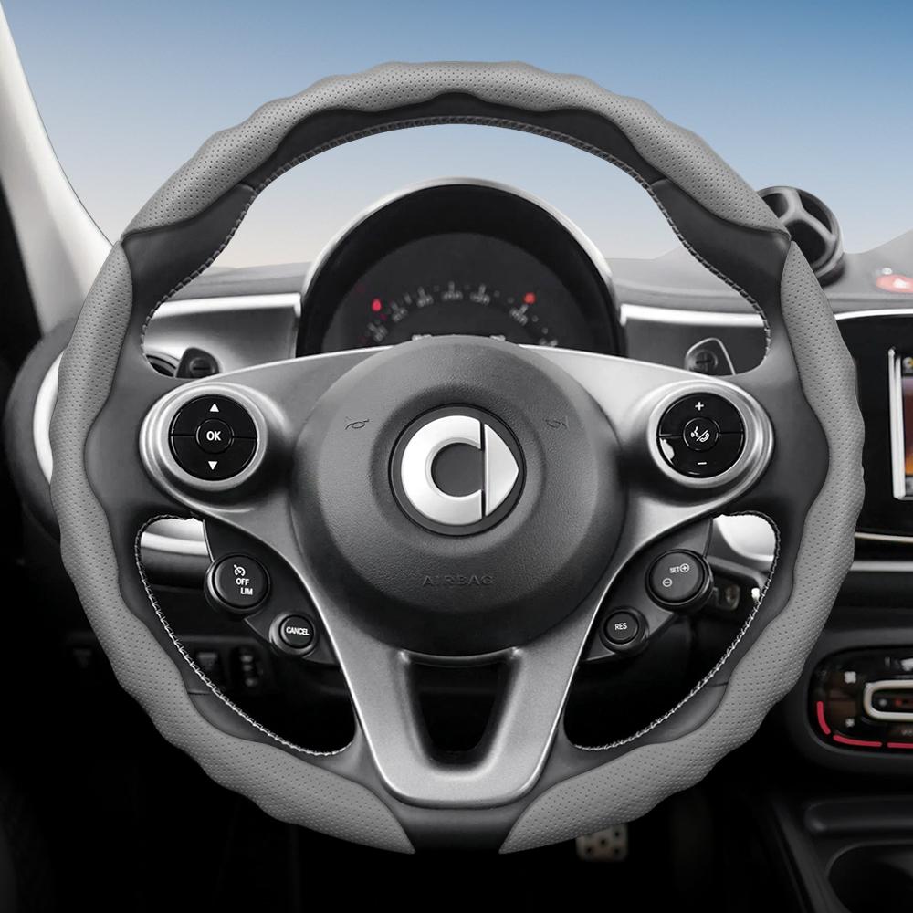 vcxja9 Suitable for Smart Steering Wheel Cover with Wavy Sports Design, Breathable Leather, Segmented Non-Slip Sweat-Absorbing Steering Wheel 