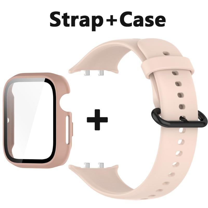 

Чехол + ремешок для часов, подходит для Honor Watch 5, силиконовый ремешок + защитный чехол для ПК для Honor Watch 5, спортивный ремешок для часов Honor Watch 5 розовый