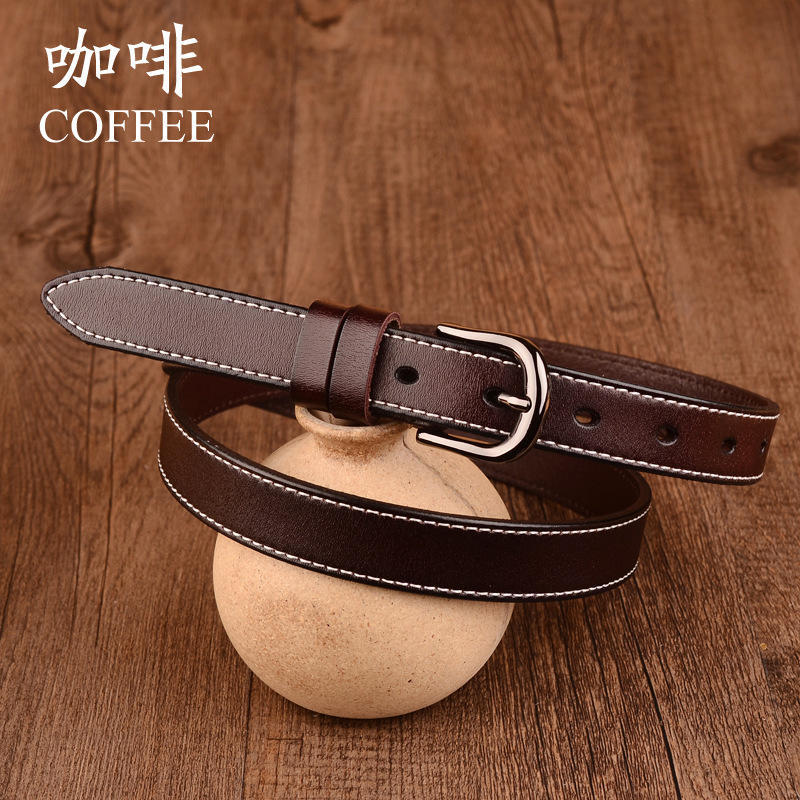 Women'S Belt Pin Buckle Women'S Genuine Leather Retro Pure Cowhide Belt Jeans Thin