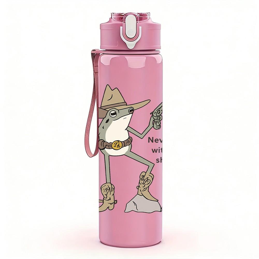 1PC Cowboy Skeleton Robot Art 750ml Color Plastic Sports Water Bottle Leakproof Flip Straw Lid Suitable for Sports Office Home Use