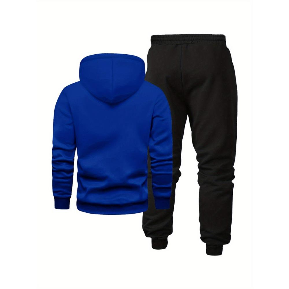 Men's Vacation Style Printed Sportswear and Pants Set, Casual Sportswear Drawstring Pants Set, Autumn and Winter Men's Outdoor 2 Piece Set