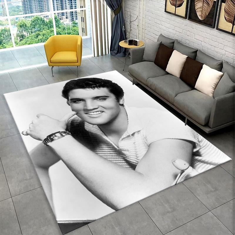 Tappeto Antiscivolo Retrò The King E-Elvis Presley per Soggiorno, Camera da Letto, Sala Giochi, Tappeto Morbido Pavimento Tappeto Decorazione Casa Stanza Bambini