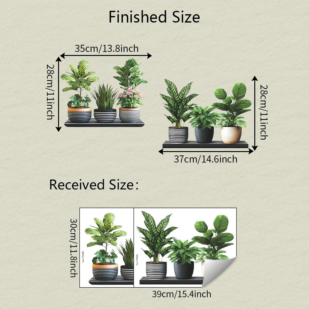 

Окрашенное зеленое растение Комнатное растение Имитация Стеллажи Спальня Кабинет, Гостиная Домашний фон Украшение Наклейки на стену