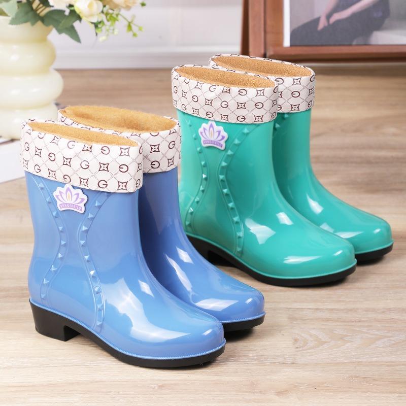 Rain Shoes Women's Short Tube Spring and Autumn Wear-resistant Water Boots Non-slip Thick-soled Low Tube Rain Boots Casual Water Shoes Women